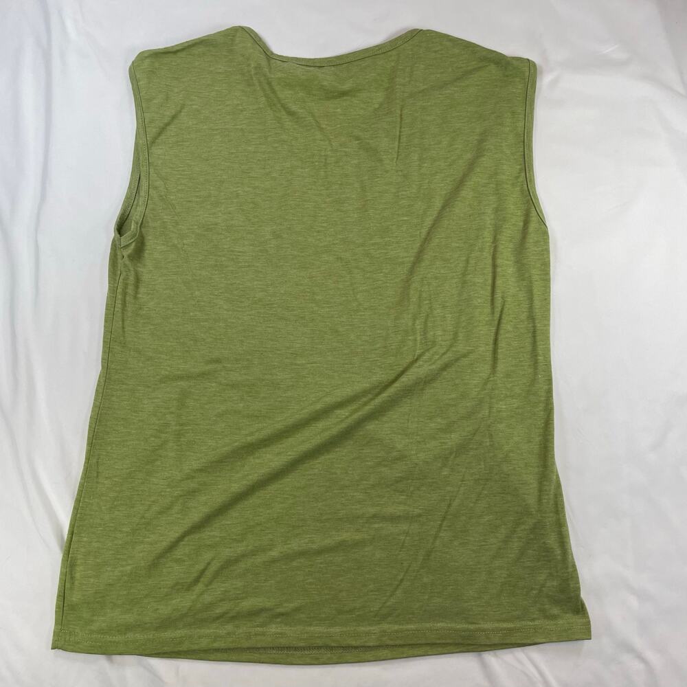 Butterfly Whisper Tank Green Large Women's Sleeveless V-Neck Graphic Tee - Picture 2 of 7